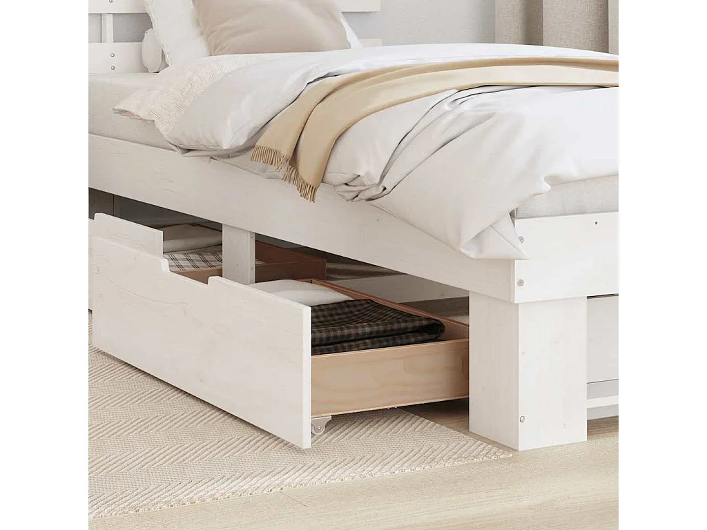 Struttura letto con cassetto Bianco 90 x 200 cm Legno massello di pino
