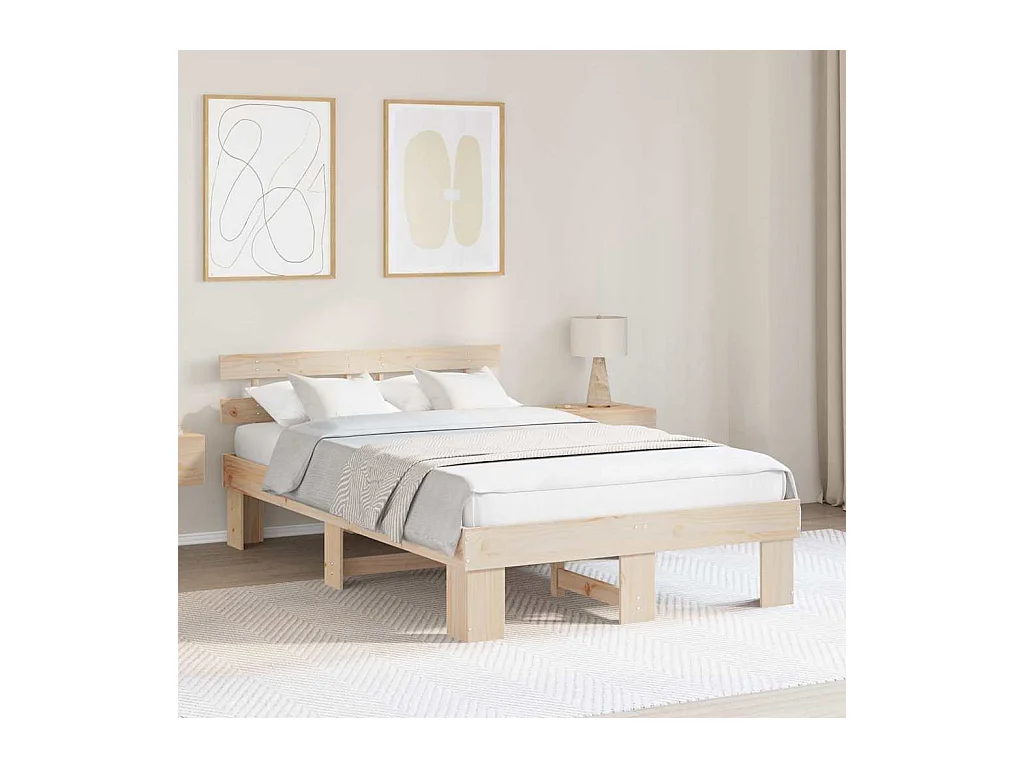 Estructura de cama con cabecero Marrón 140 x 190 cm