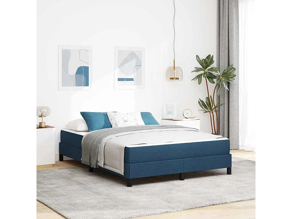Cama de muelles con colchón Tela azul 140 x 200 cm