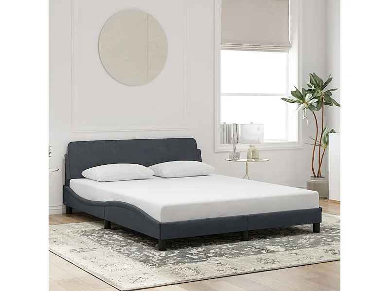 Struttura letto senza materasso grigio scuro 160x200 cm velluto