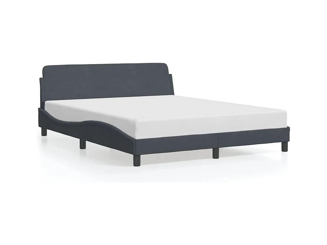 Struttura letto senza materasso grigio scuro 160x200 cm velluto