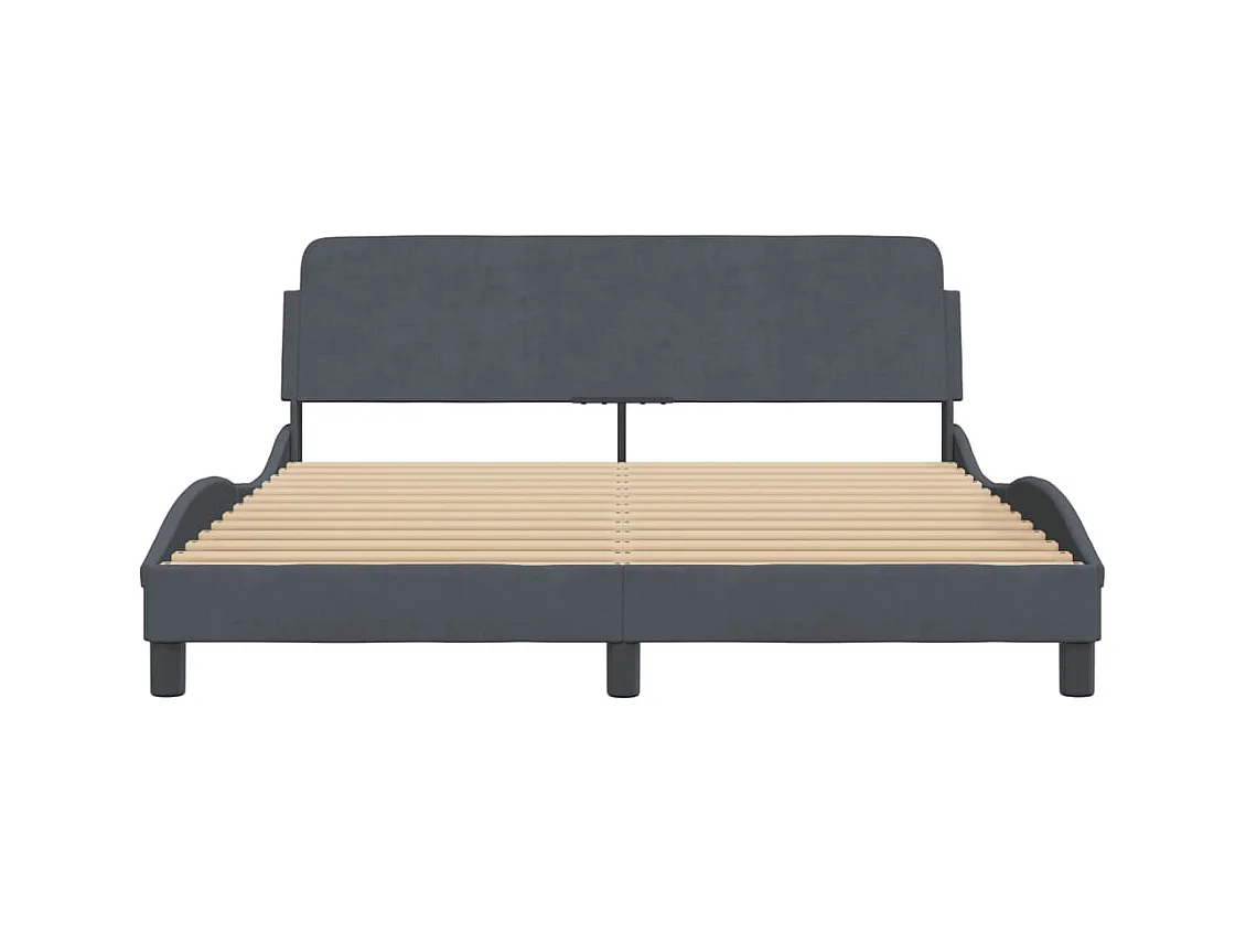 Struttura letto senza materasso grigio scuro 160x200 cm velluto