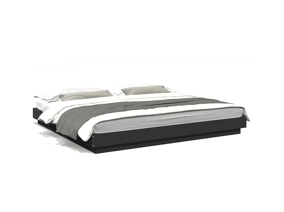 Struttura letto con luci LED senza materasso nero 180x200 cm