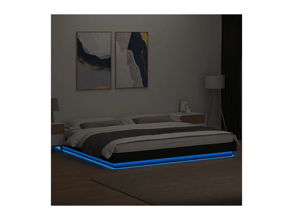 Struttura letto con luci LED senza materasso nero 180x200 cm