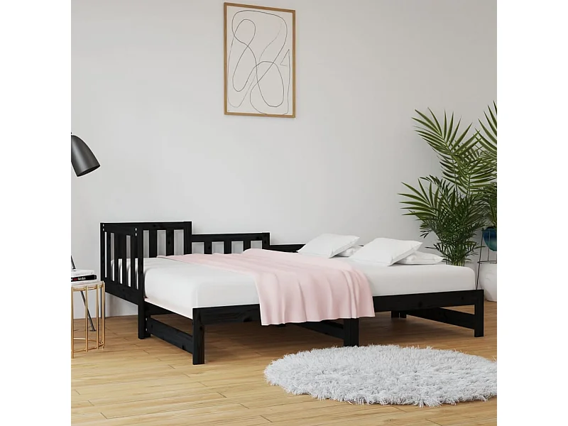 Schuifbed zonder matras zwart 2x(90x190) cm
