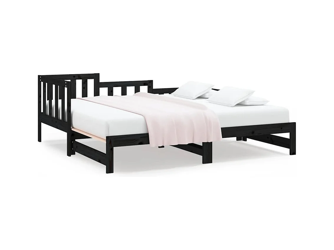 Schuifbed zonder matras zwart 2x(90x190) cm