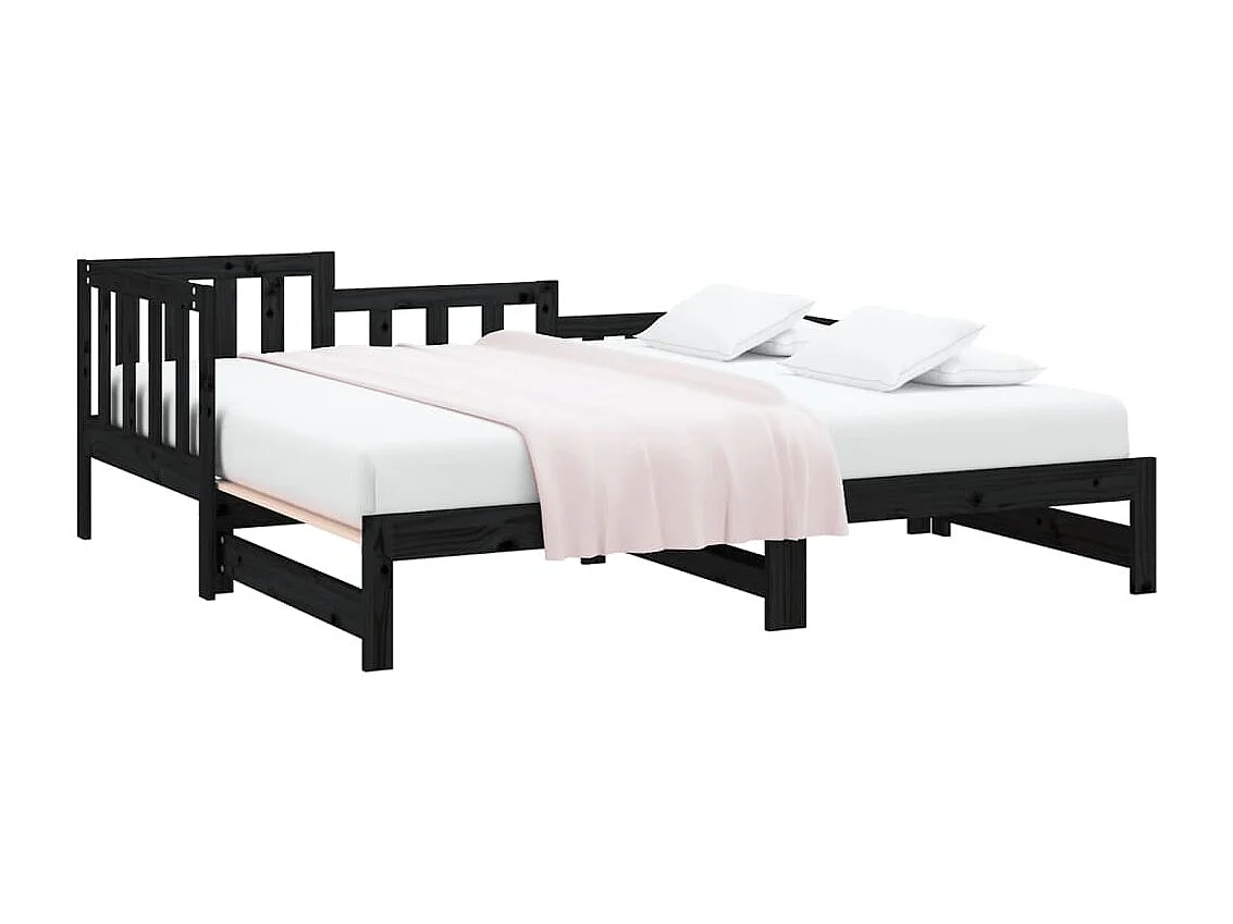 Schuifbed zonder matras zwart 2x(90x190) cm