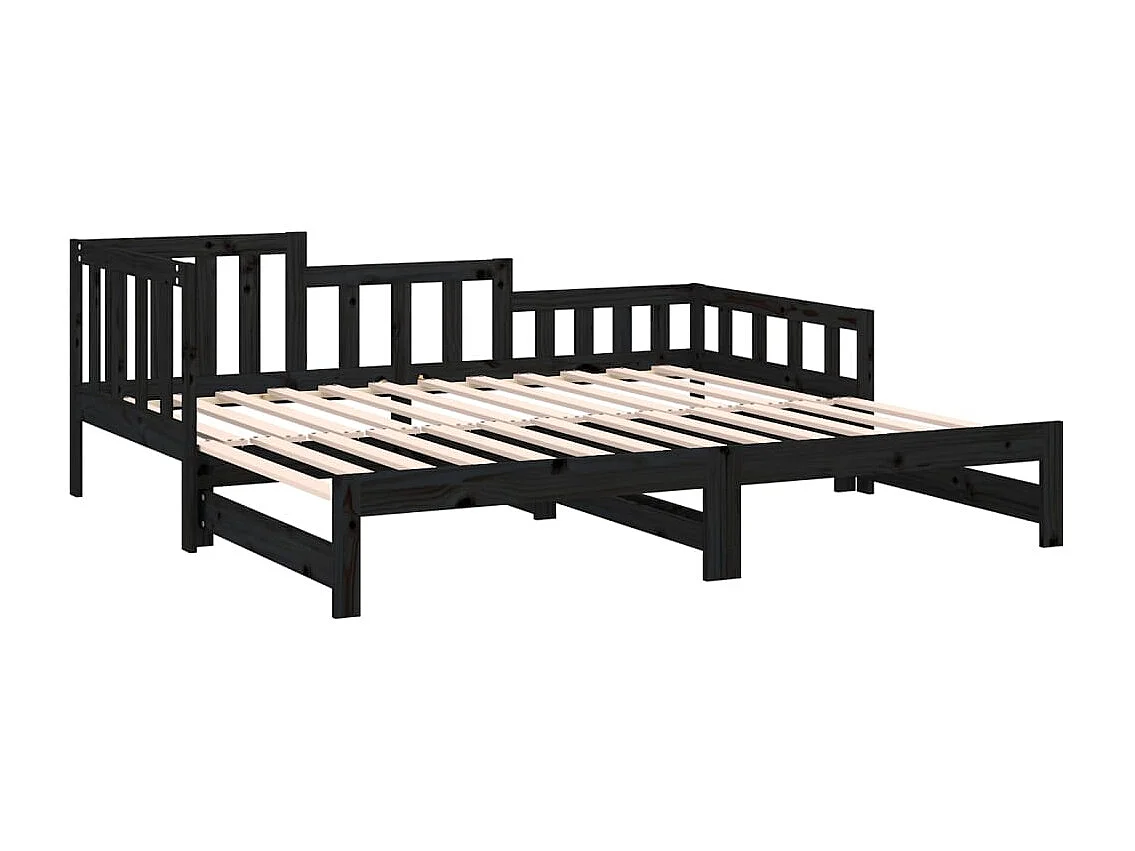 Schuifbed zonder matras zwart 2x(90x190) cm