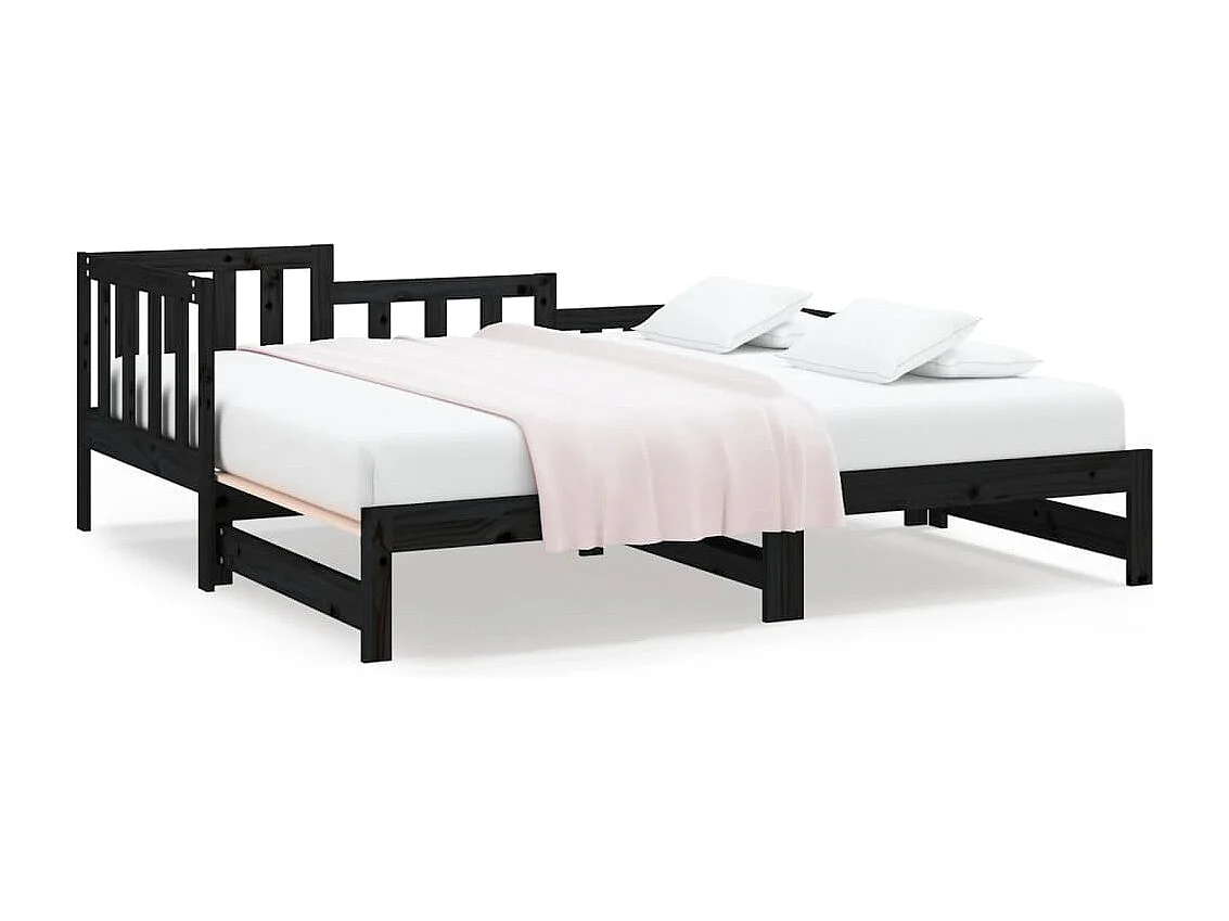 Letto scorrevole senza materasso nero 2x(90x190) cm
