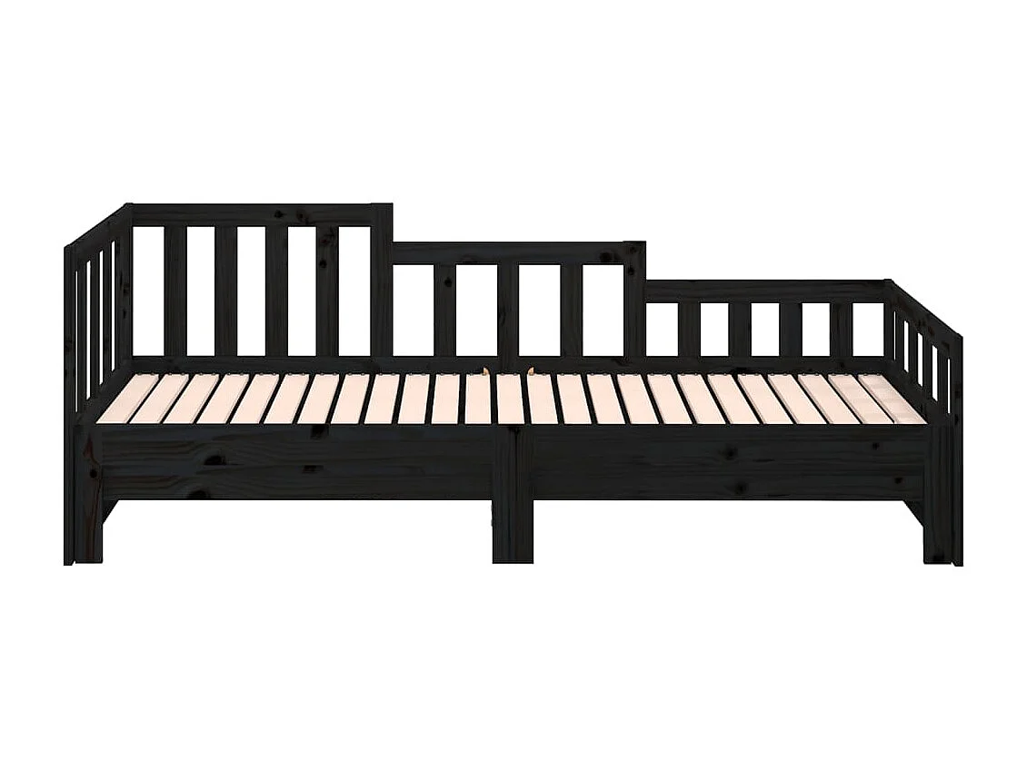 Letto scorrevole senza materasso nero 2x(90x190) cm