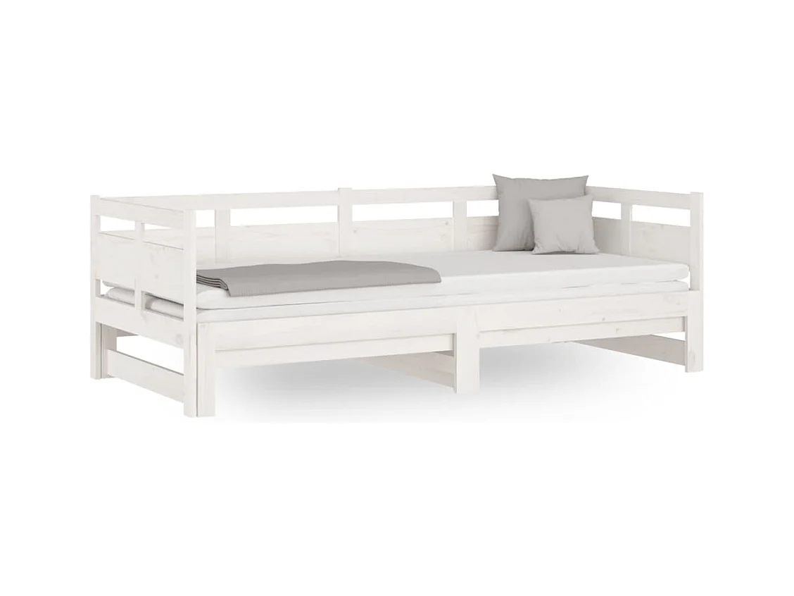 Lit coulissant sans matelas blanc 2x(80x200)cm