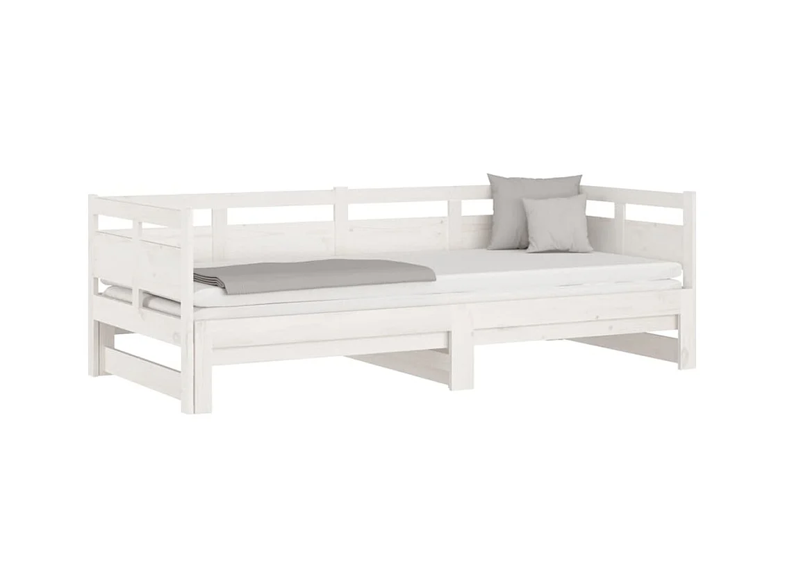 Lit coulissant sans matelas blanc 2x(80x200)cm