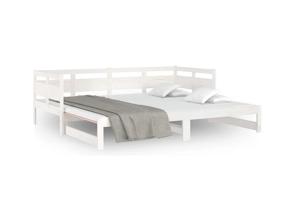 Lit coulissant sans matelas blanc 2x(80x200)cm