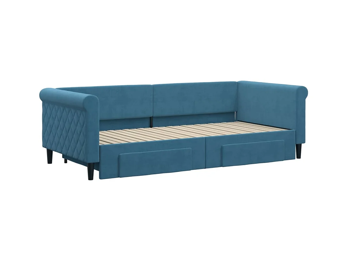 Tagesbett mit Ausziehbett und Schubladen ohne Matratze blau 90x200 cm
