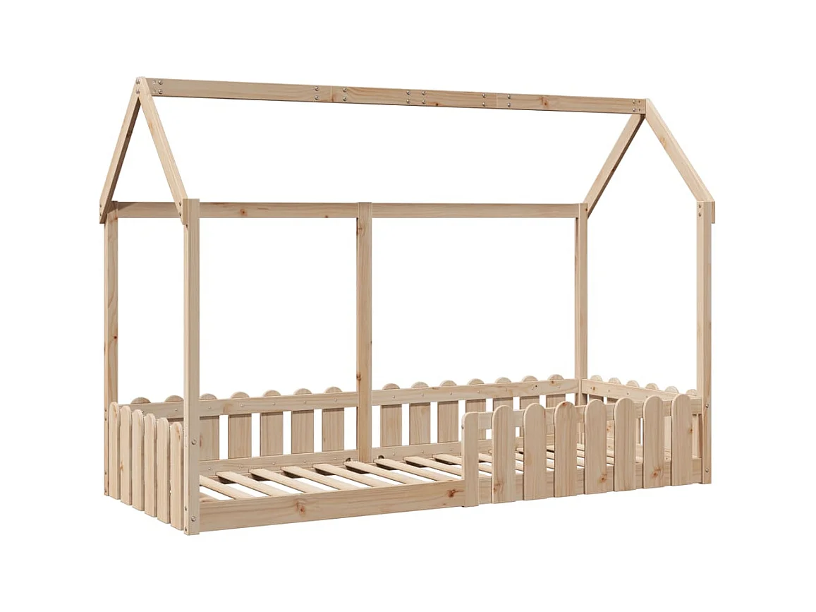 Kinderbedframe huisvorm zonder matras massief grenen