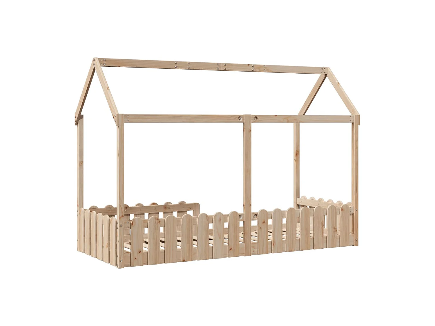 Kinderbedframe huisvorm zonder matras massief grenen