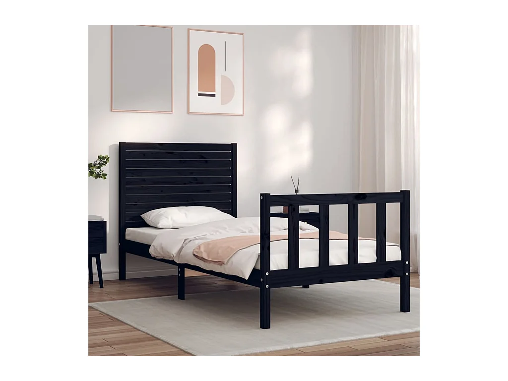 Struttura letto senza materasso in legno massello di pino nero