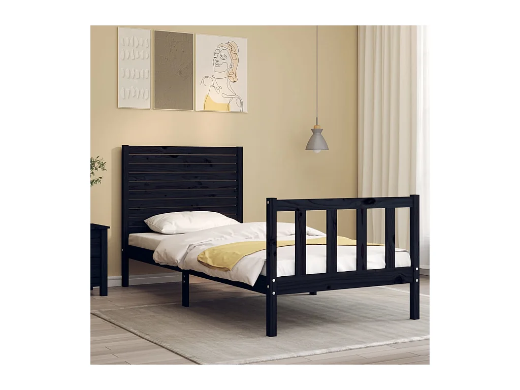 Struttura letto senza materasso in legno massello di pino nero