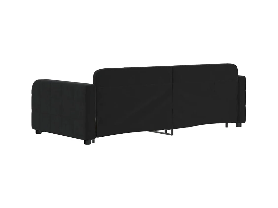 Dagbed met onderschuifbed en lades zwart 90x190 cm fluweel