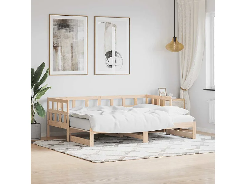Dagbed en uitschuifbed zonder matras 80x200 cm massief hout