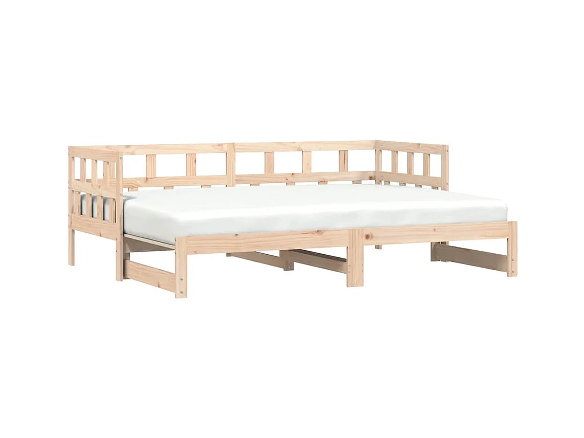 Dagbed en uitschuifbed zonder matras 80x200 cm massief hout