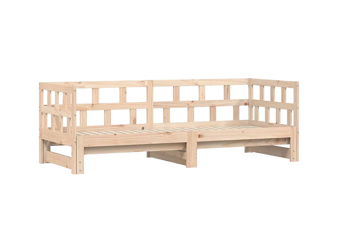Dagbed en uitschuifbed zonder matras 80x200 cm massief hout