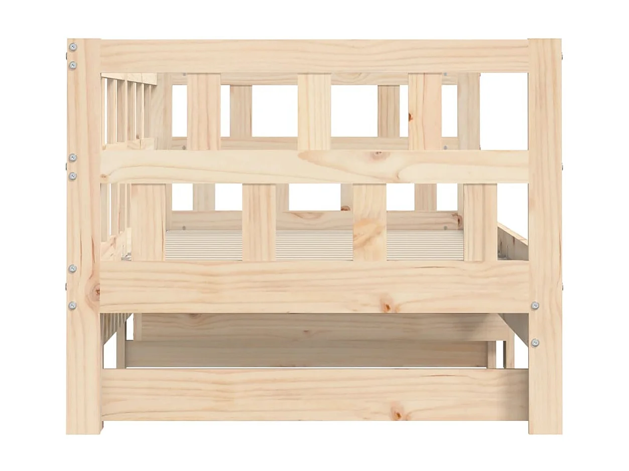 Divano letto e letto estraibile senza materasso 80x200 cm in legno massello