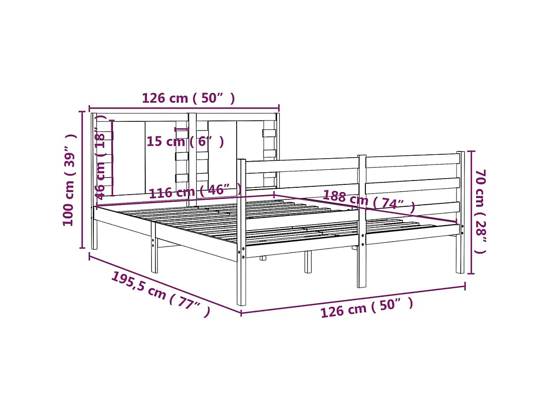 Bedframe zonder matras wit 120x190 cm massief grenenhout