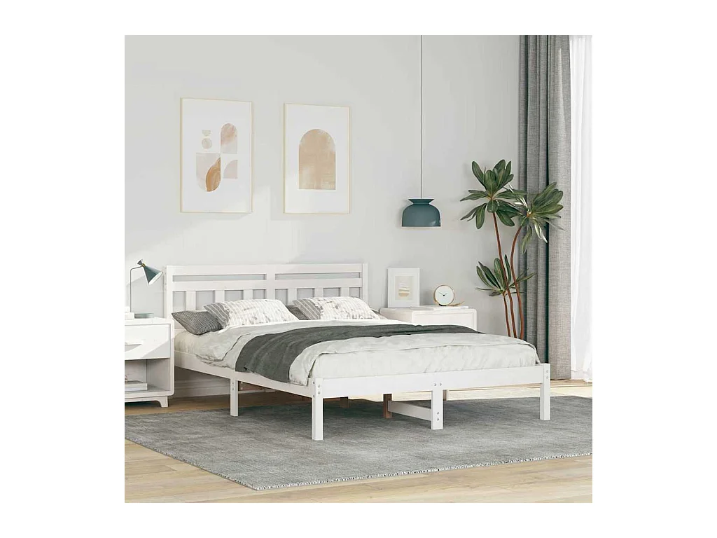 Bedframe met hoofdeinde Wit Massief grenenhout