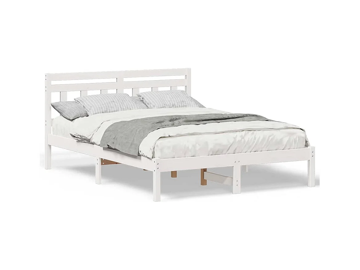 Bedframe met hoofdeinde Wit Massief grenenhout