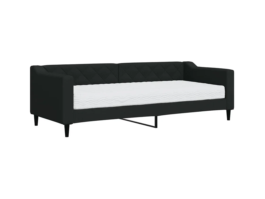 Divano letto con materasso in tessuto nero 80x200 cm