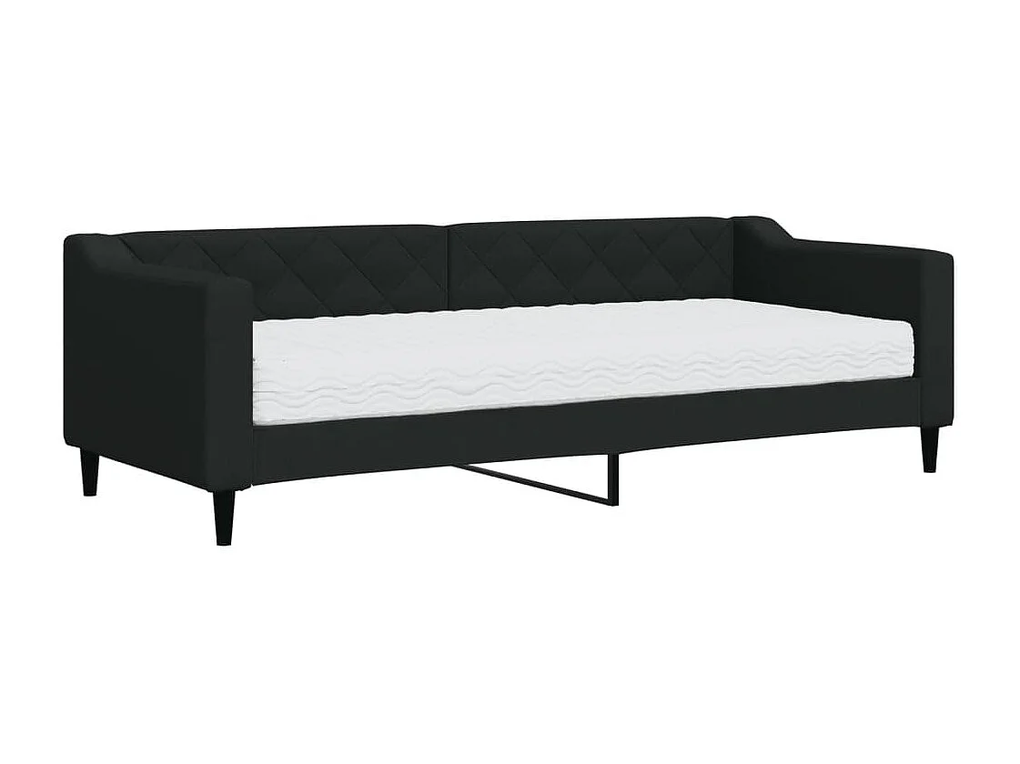 Lit de jour avec matelas noir 80x200 cm tissu