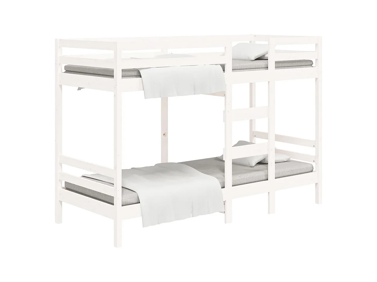 Letto a castello senza materasso bianco 80x200 cm in legno massello di pino