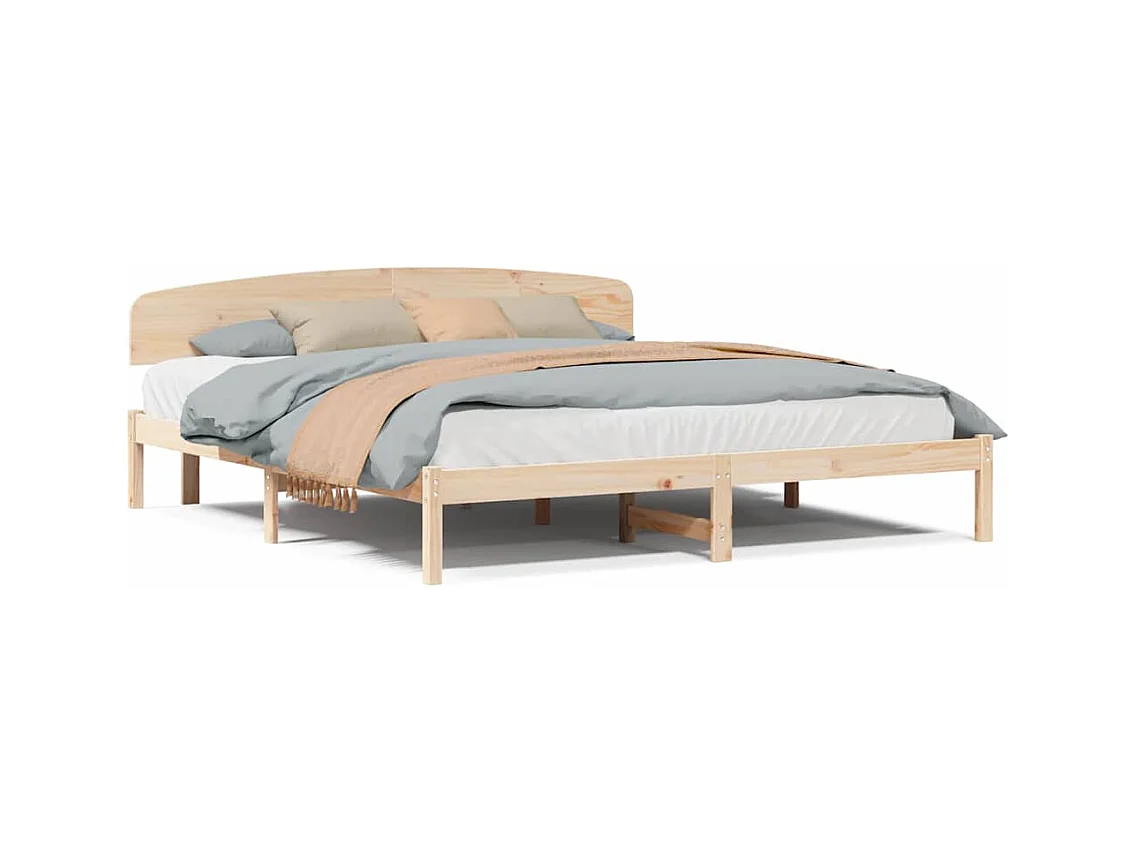 Bruin bedframe 180 x 200 cm massief grenenhout