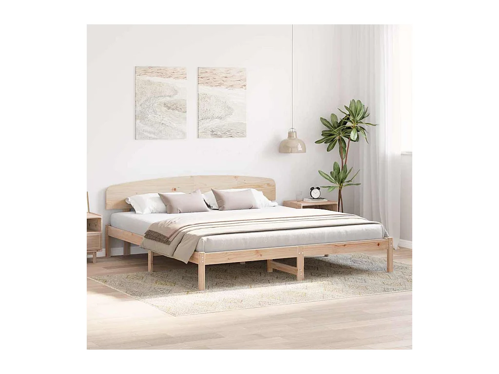 Bruin bedframe 180 x 200 cm massief grenenhout