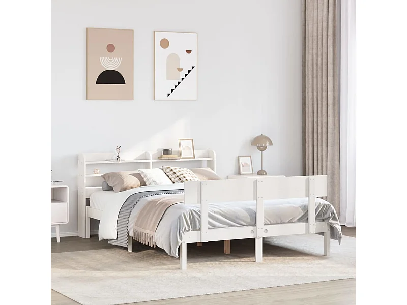 Struttura letto senza materasso bianco 160x200 cm in legno massello di pino