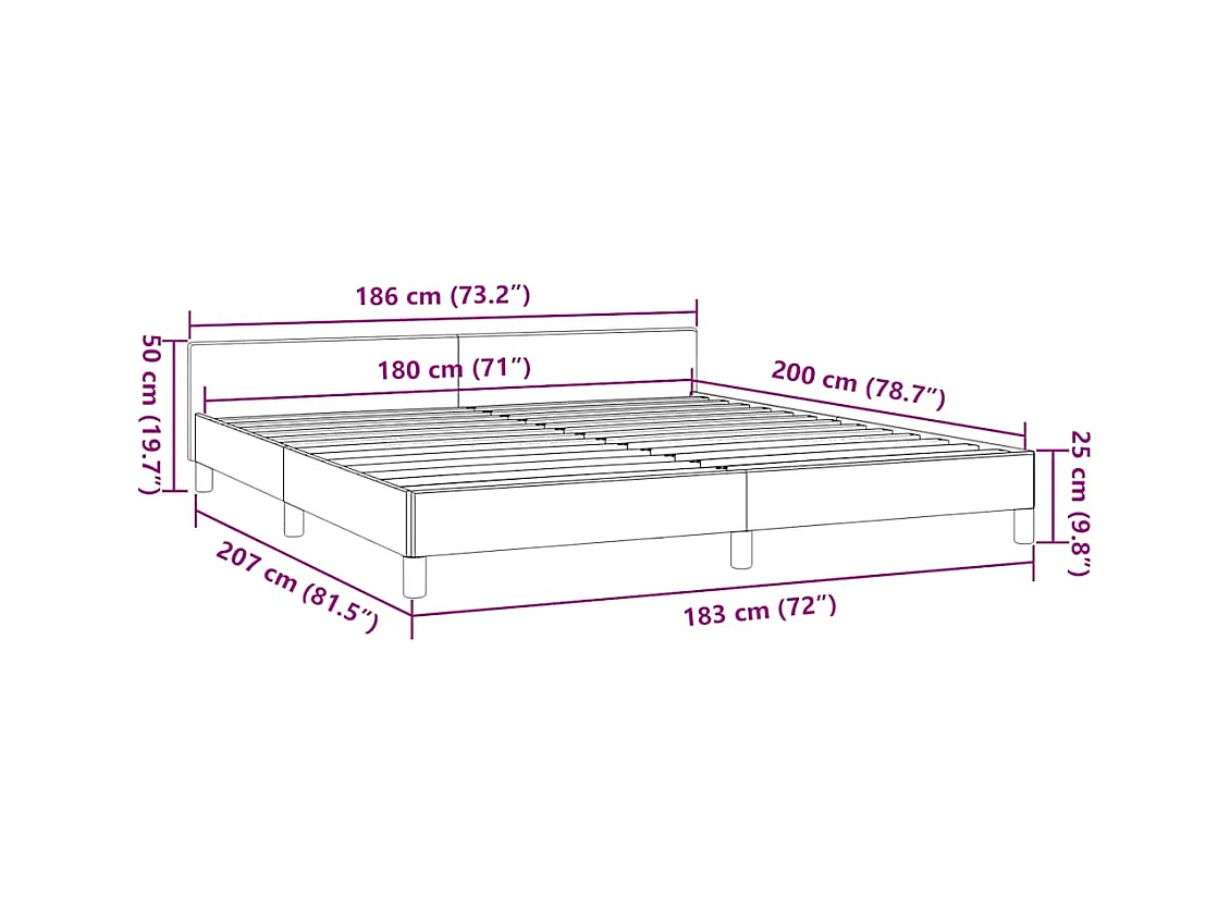 Cadre de lit sans matelas crème 180x200 cm tissu