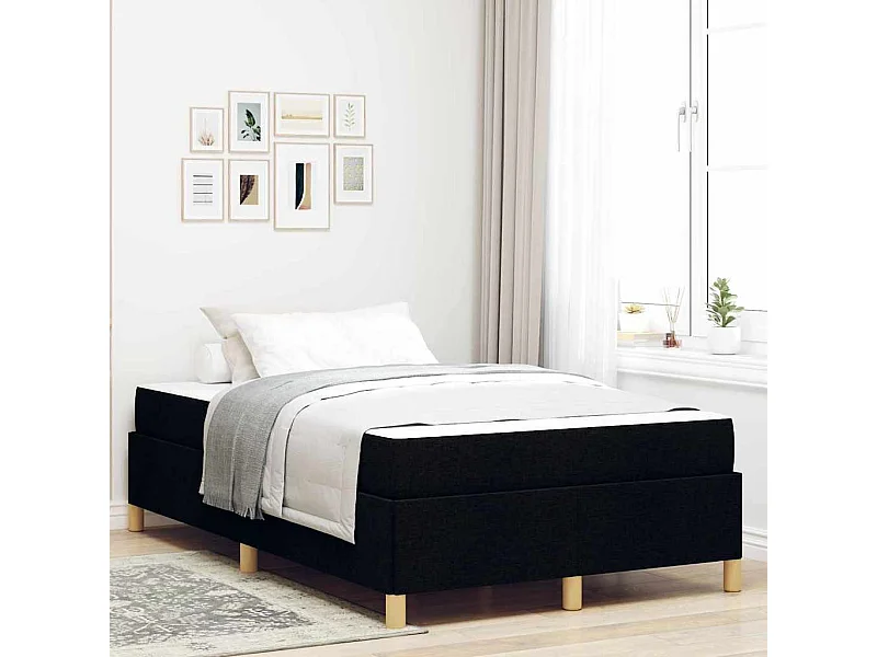 Zwart-wit en zwart boxspringbed 120 x 190 cm stof