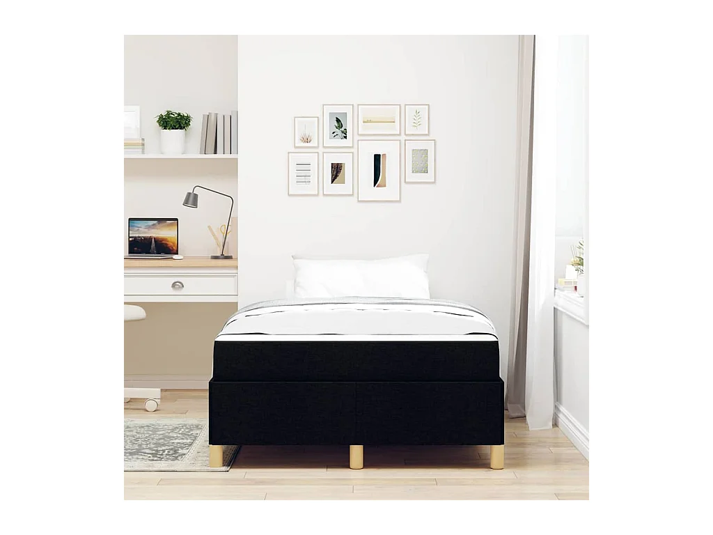 Zwart-wit en zwart boxspringbed 120 x 190 cm stof