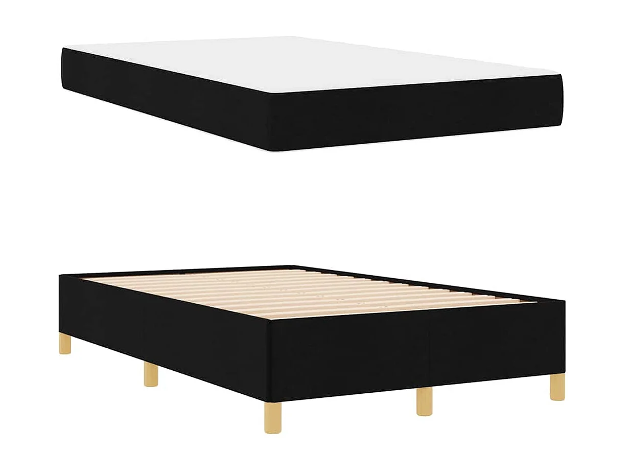 Cama con somier en tela blanca y negra de 120 x 190 cm