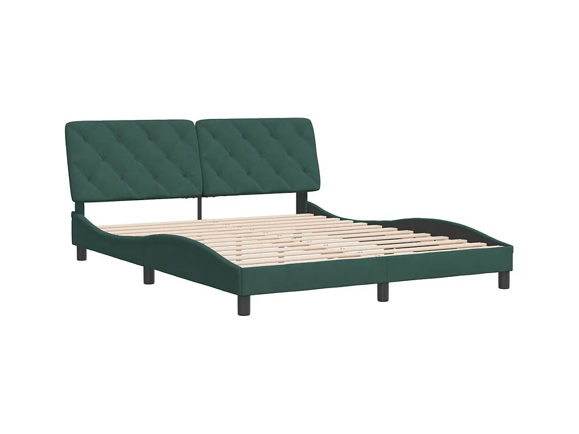 Struttura letto verde scuro senza materasso 160x200 cm velluto