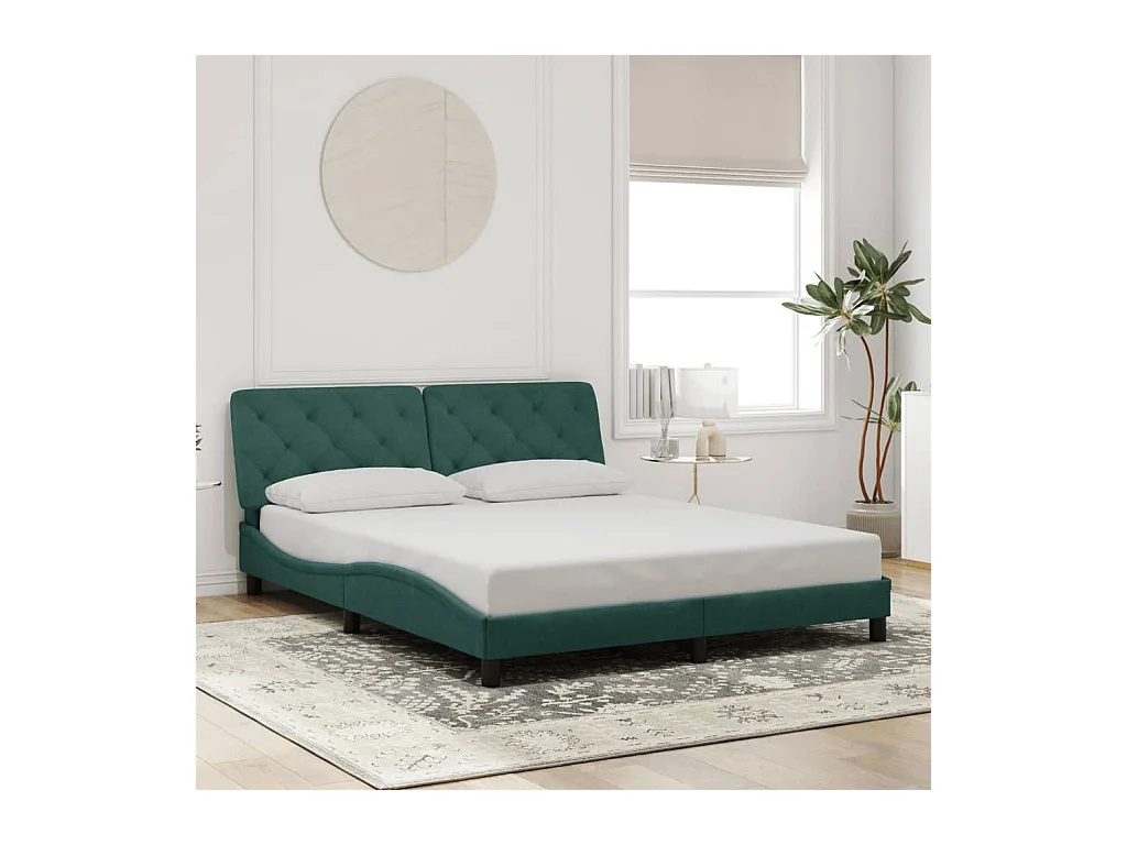 Cadre de lit sans matelas vert foncé 160x200 cm velours