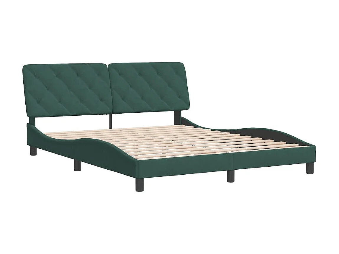 Cadre de lit sans matelas vert foncé 160x200 cm velours