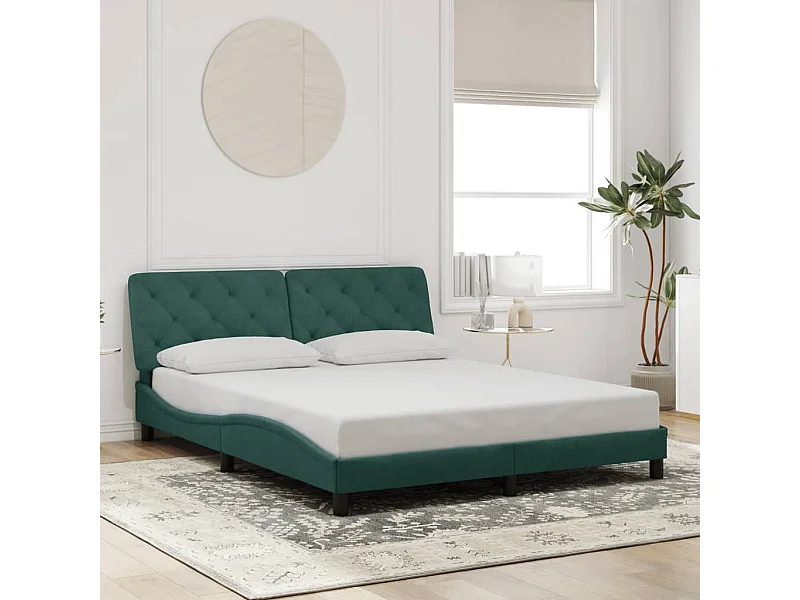 Cadre de lit sans matelas vert foncé 160x200 cm velours