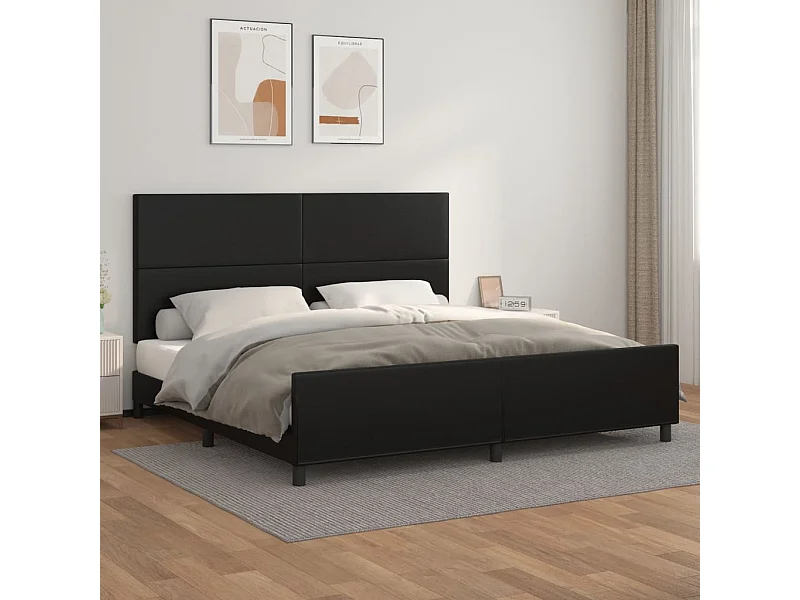 Estructura de cama sin colchón negra 200x200 cm polipiel