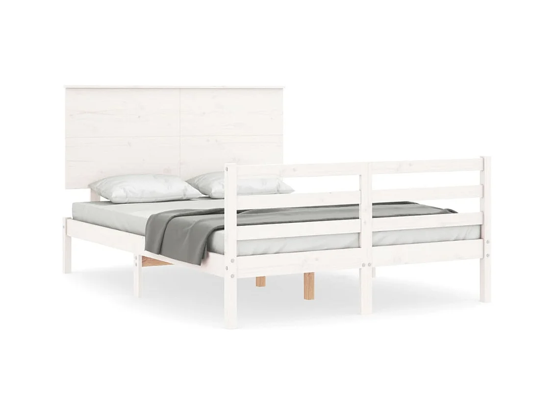 Estructura de cama sin colchón blanco 140x190 cm madera maciza
