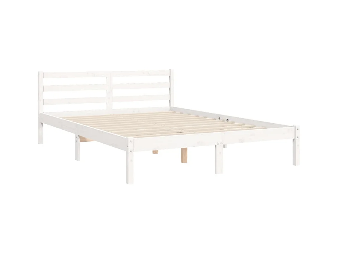 Estructura de cama sin colchón blanco 140x190 cm madera maciza