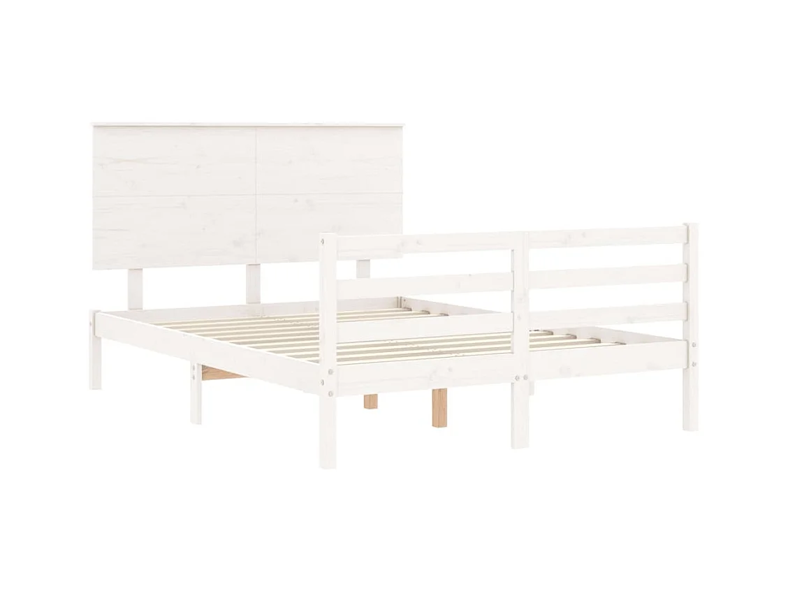 Estructura de cama sin colchón blanco 140x190 cm madera maciza