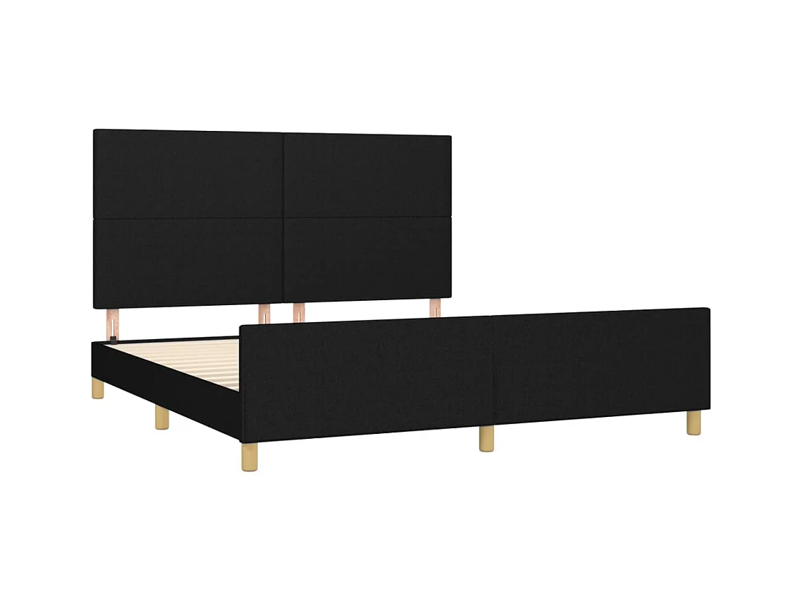 Estructura de cama sin colchón tela negra 160x200 cm