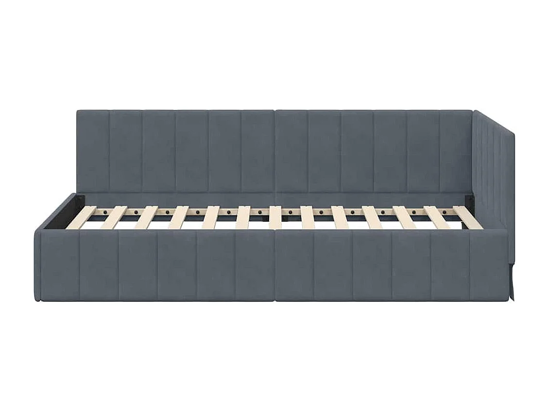 Struttura letto angolare grigio scuro 90 x 200 cm velluto